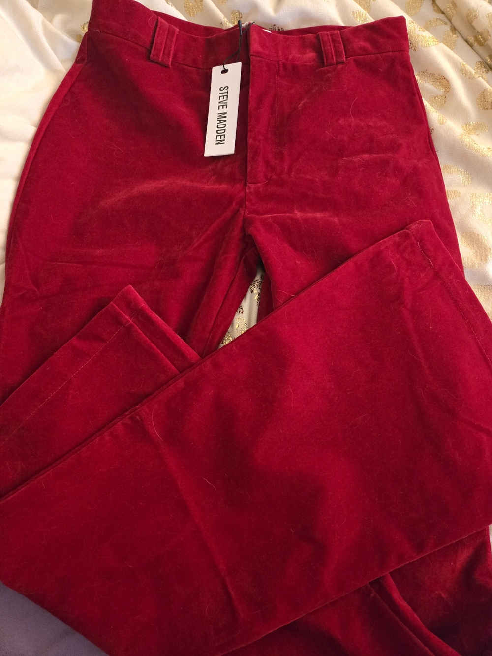 NWT Steve Madden Red Velvet Flare Leg Pants